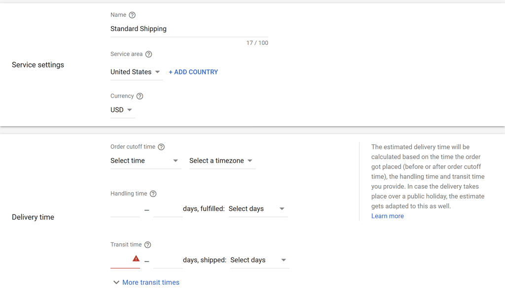 Google Merchant Center Shipping Info Official Forum